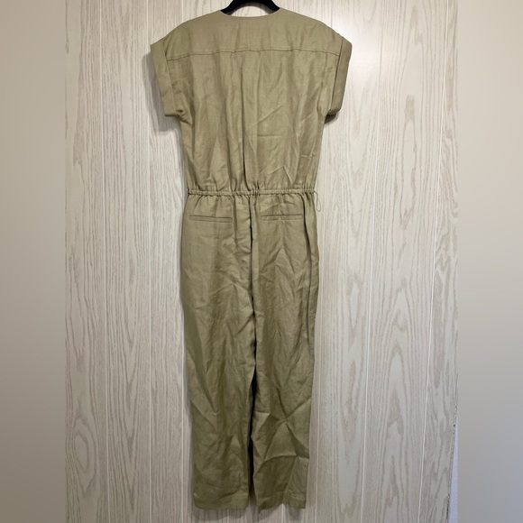 Ralph Lauren size 6P linen jumpsuit short sleeve straight leg sage green NWT - Picture 3 of 4